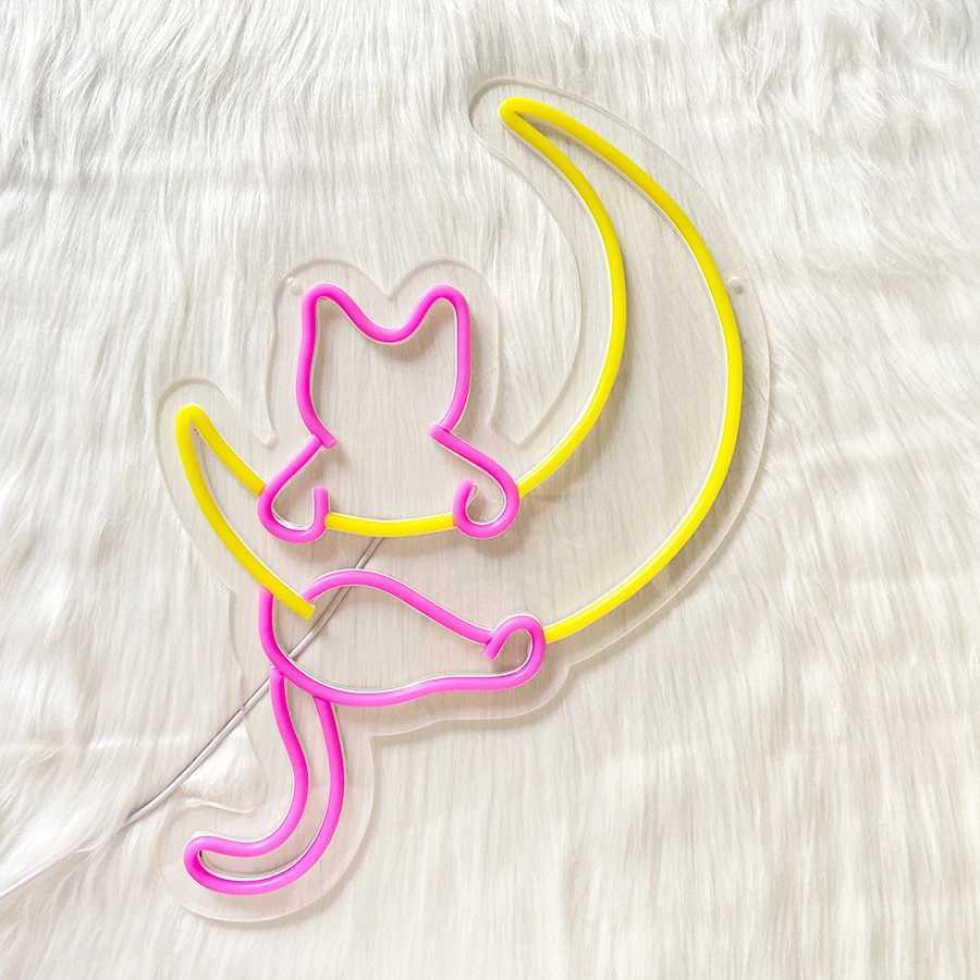 Moon And Cat Neon Signs Cartoon Led Signs Personalized Home Decor Lights Used For Art Arcade Decor In Bars And Game Rooms.XJ250626