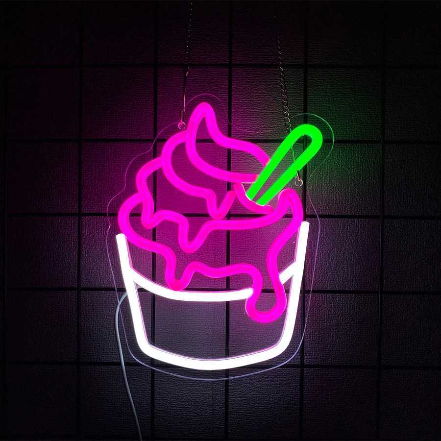 Ice Cream Neon Sign For Wall Decor LED Neon Light For Party Bedroom Birthday Christmas Decor Restaurant Dessert Shop Shop Window XJ250626