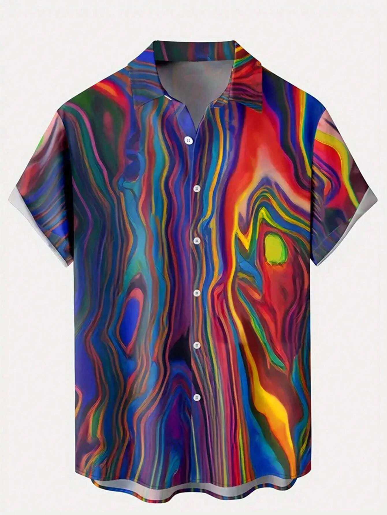 Mens And Womens Irregular Pattern Printed Shirts Casual Design Short Sleeve Shirts Fashion Button-Ups W250627