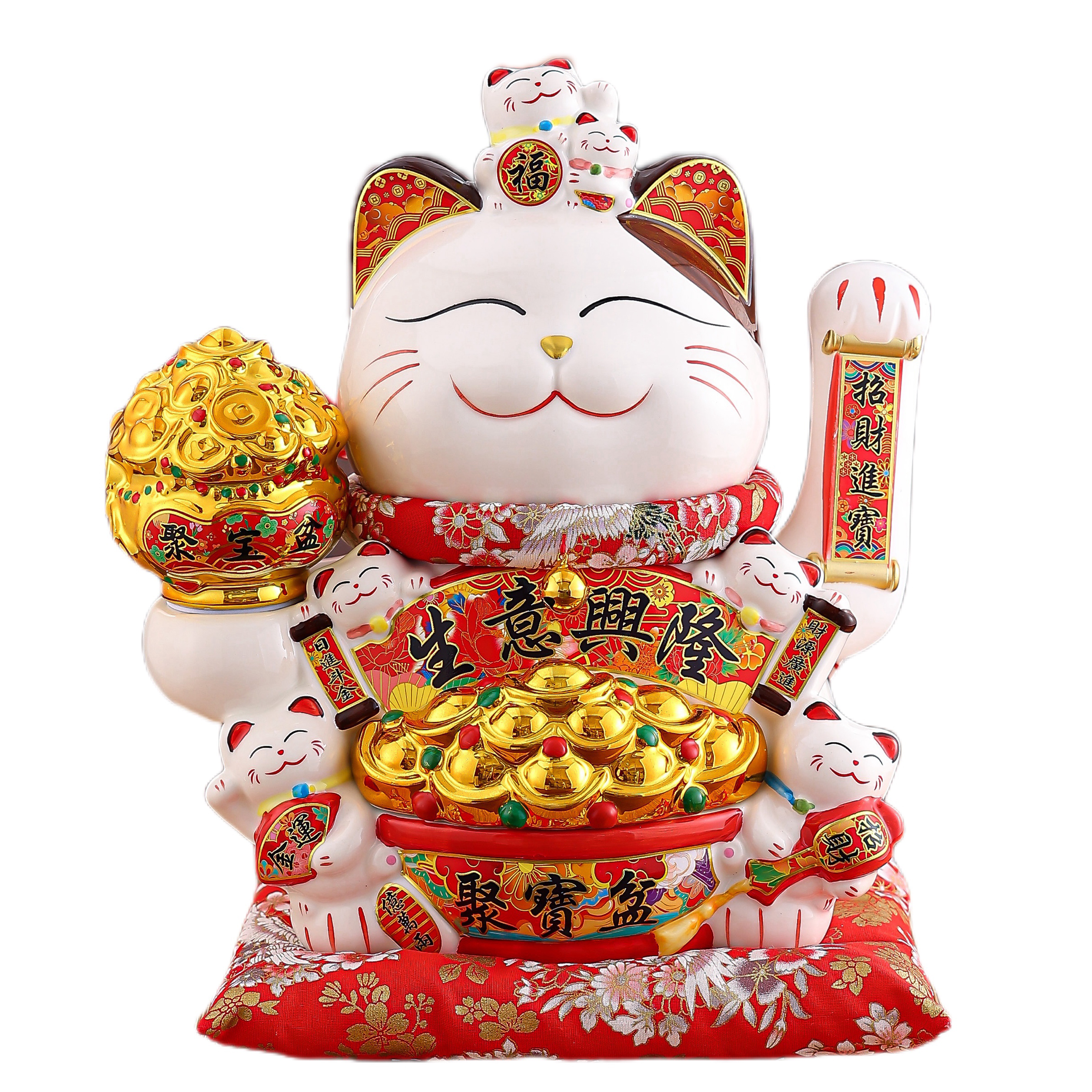 Chinese Cultural Treasure: Moving Fortune Cat Statuette Suitable for Any Occasion Perfect For Businesses and Homes