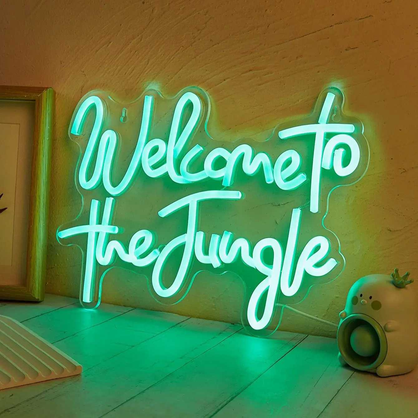 Chi-buy LED Neon Welcome To The Jungle USB Powered Neon Signs Decor Lamp Signs Birthday Gift Wall Art For Bedroom Room Bar ShopXJ250626