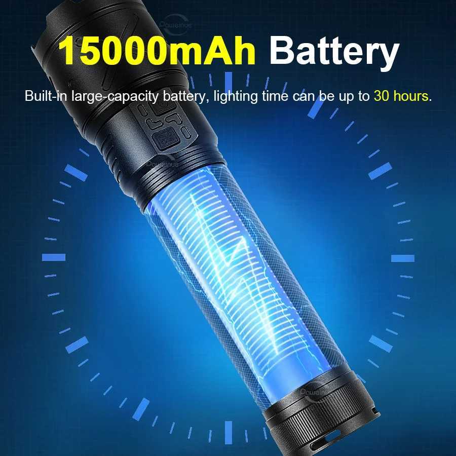 2025 New Ultra Bright LED Flashlight USB Rechargeable Zoom Flashlights Long Range 6000M Tactical Torch Camping Fishing Work Lamp W250701