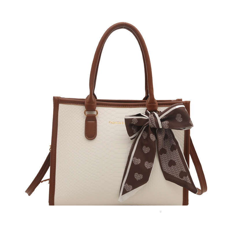 2025 Free shipping Fashion New Handheld Tote Large Capacity Commuter Simple Snake Skin Pattern Scarf Decorated Shoulder Crossbody Bag