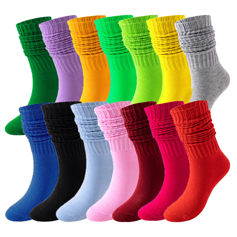 6 pairs of women's fashionable colorful comfortable breathable classic European and American style casual sports long socks R250627