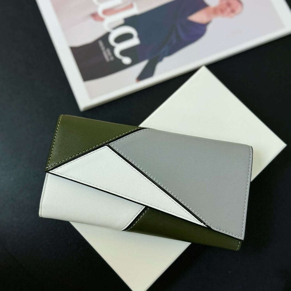 2024 New Anagram Vertical Genuine Leather Long Wallet Puzzle Geometric Cowhide 70% off Large Cash Clip