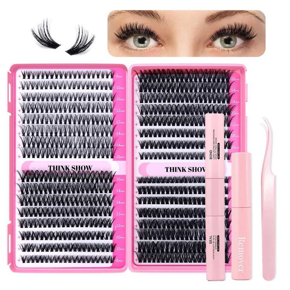 THINKSHOW DIY Lash Extension Kit Bireficial Lashes Cluster Mix Eyelashes Full Set Lashes Kit with Lash Bond and Seal At Home W250627