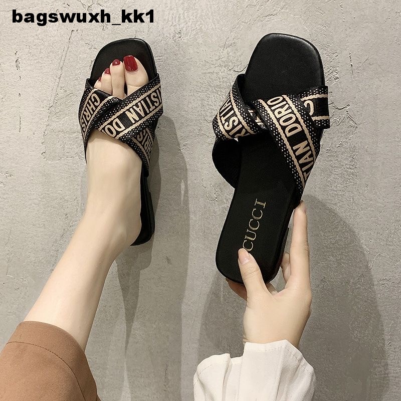 Sandals summer classic canvas slippers beach shoes designer shoes quality lightweight breathable fashion beach vacation home flat slippers US35-42 004