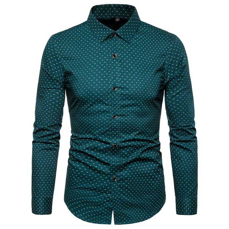 Printed long-sleeved shirt mens casual cotton non-iron shirt W250627