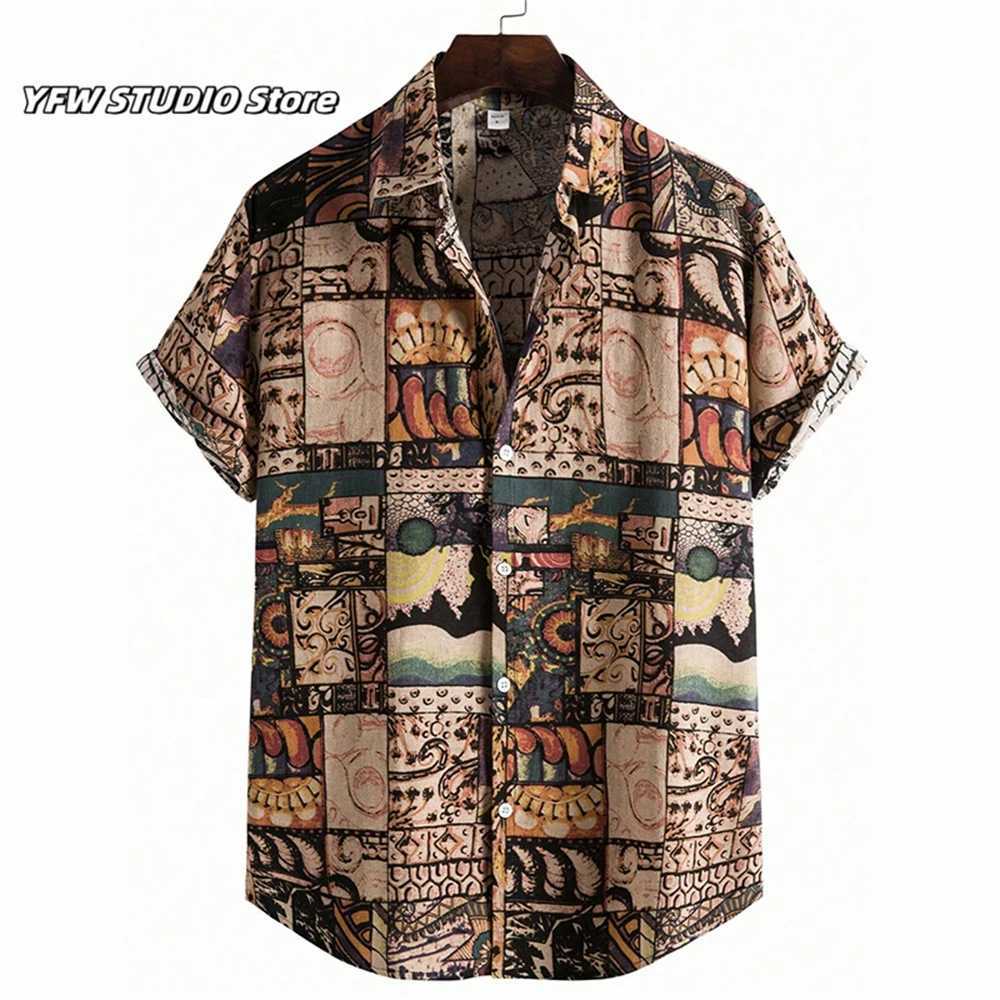 Summer 3D Graffiti Blossom Printed Shirts for Men Fashion Streetwear Long Sleeve T Shirt Unisex Hawaiian Shirts Blouses W250627