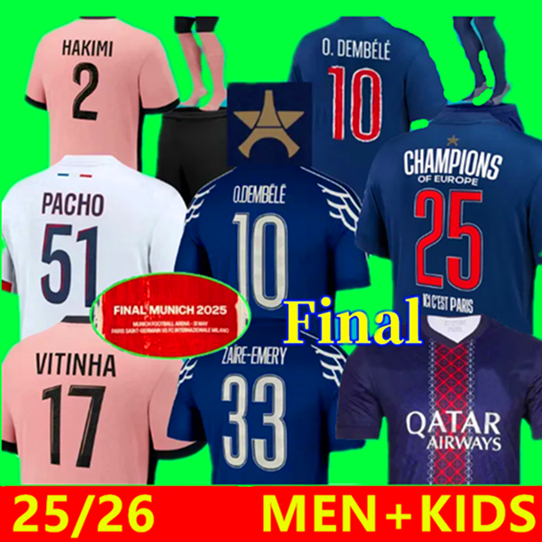 FINAL 25 26 Maillot KVARATSKHELIA Soccer Jersey Kids Kit Player Fans Pre Match 25 26 Maglia Paris Home Away Football Shirt HAKIMI PSGSE VITINHA DEMBELE BARCOLA