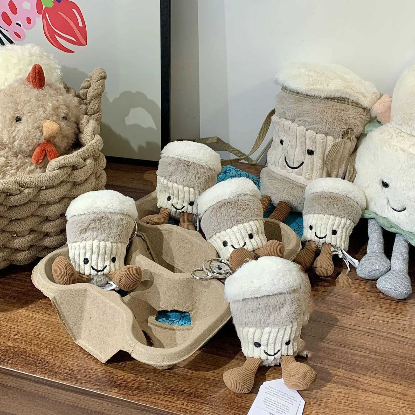 Jelly Cat Keychain Kawaii Plush Toys Cartoon Dolls Childrens Gifts Novelty Funny Keychain For Hanging On Mobile Phones Or Bags XJ250627