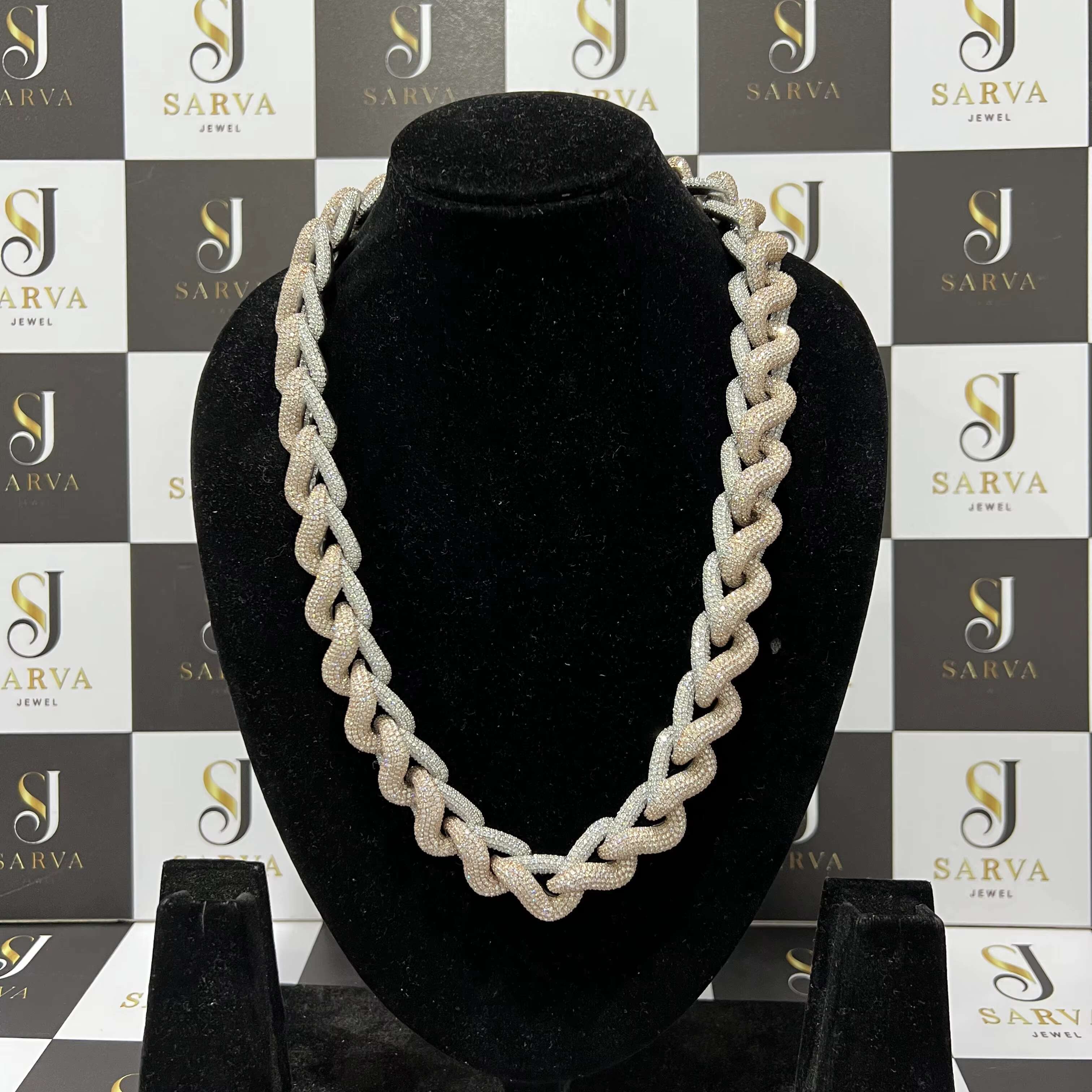 Custom VVS Moissanite Hip Hop Cuban Link Chain Round Cut Diamond Chain High Quality 925 Sterling Silver Cuban Chain for Men