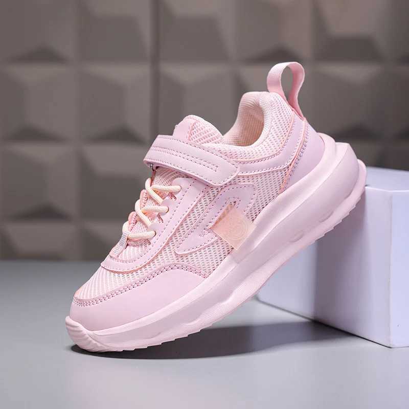 New Pink Sneakers For Children Girl Hook Loop Breathable Mesh Running Shoes Kids Outdoor Platform Sports Shoes For Boy Trainers W250627