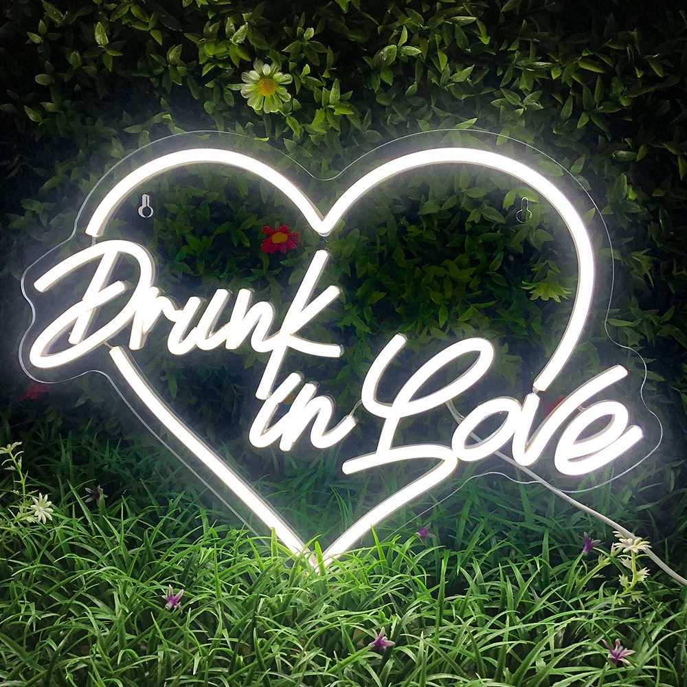 Drunk in Love Neon Light Art Sign for Wedding Neon Sign Wall Decor Gift Bar Party Engagement Bedroom Home 5V USB Powered Neon XJ250626