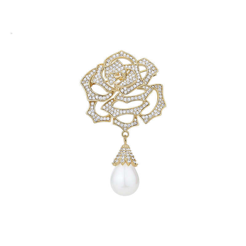 The story of the rose brooch, flower brooch, light luxury and high-end feel, pin, high-end women's accessory