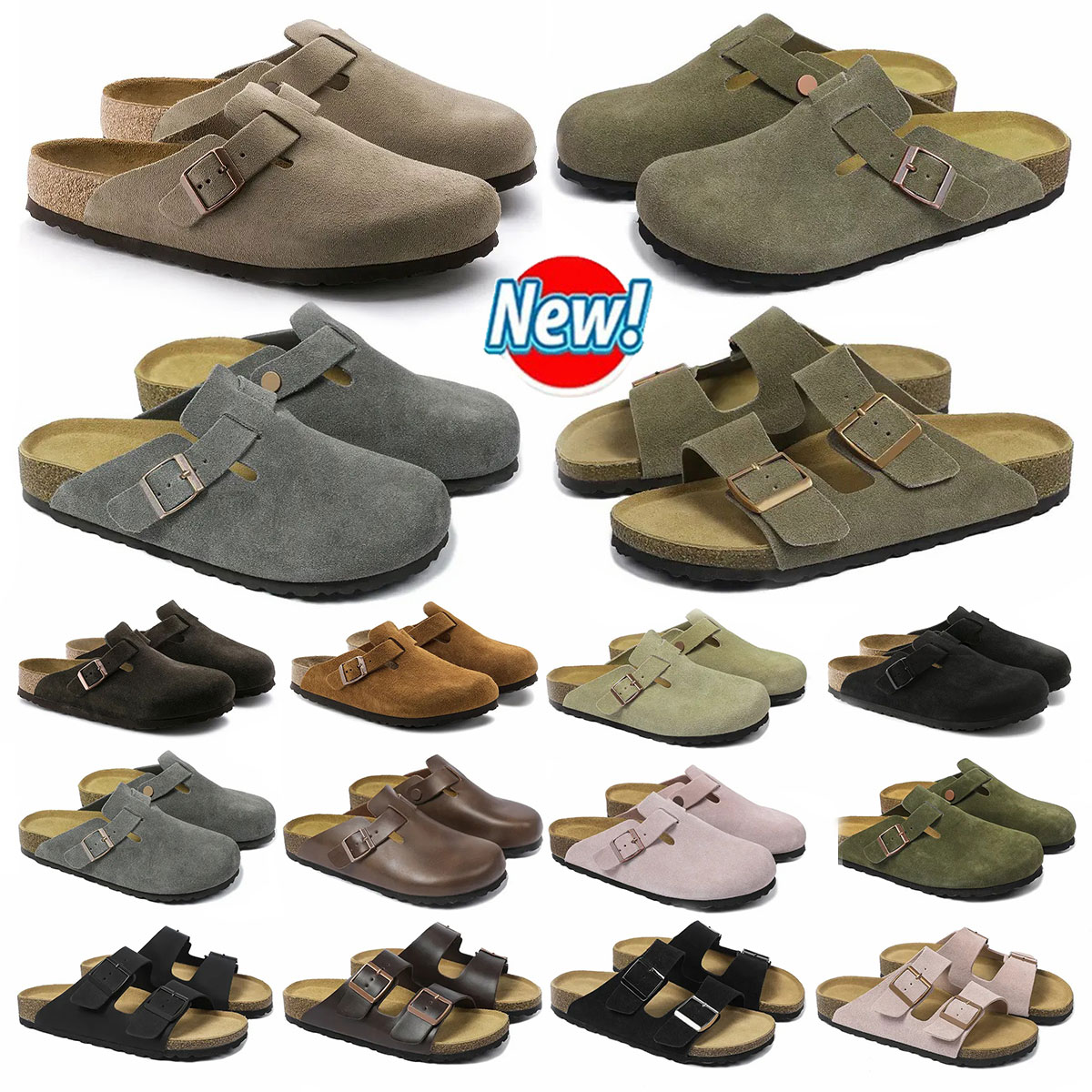 Designers womens sandals men women slide slippers Soft Footbed Clog uede Leather Buckle black bule brown berkenstocks women boston clogs Strap womens Shoes