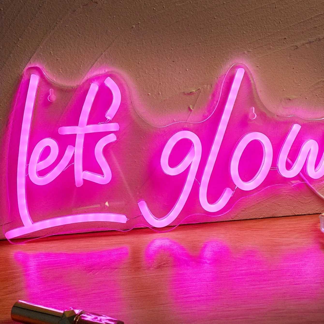 LED Lets Glow Neon Sign - Vibrant Ambiance Creator - Custom Shaped for Parties Weddings Bedrooms XJ250626