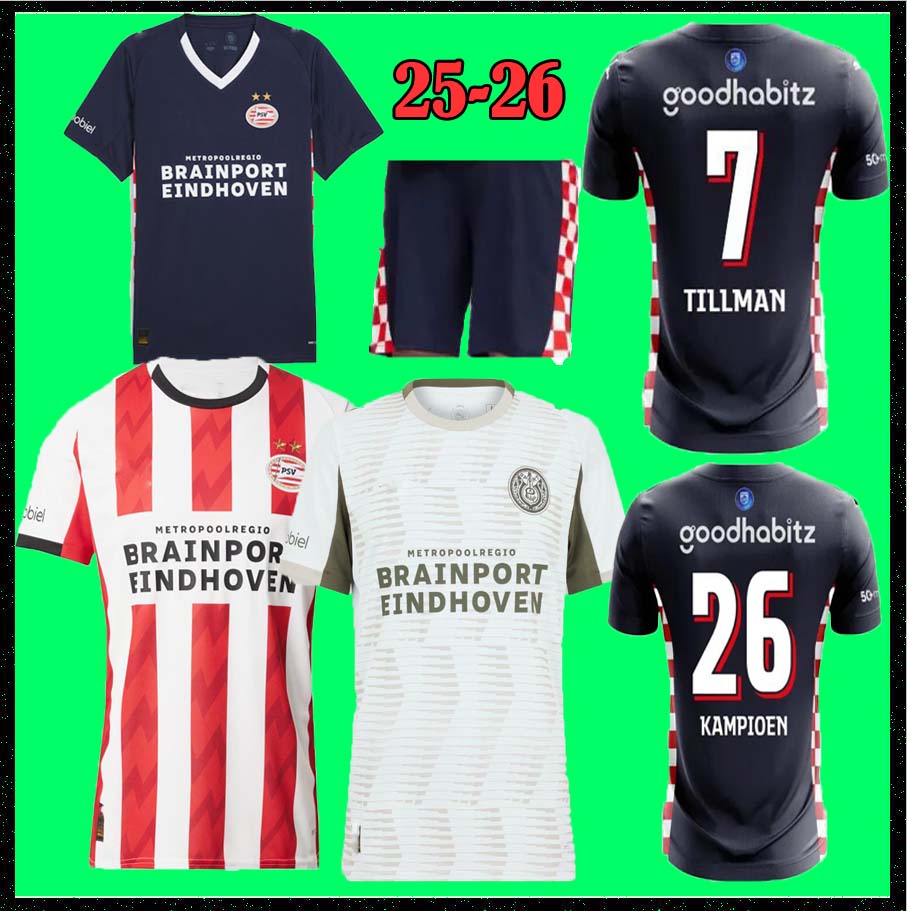 25 26 New Arrived Eindhoven Away Soccer Jerseys 2025 2026 Hazard FABIO Sia Psvs Men It Football shirts Kid Sets TOP Adult Kits LANG DEST DE JONG TILLMAN BAKAYOKO PEPI