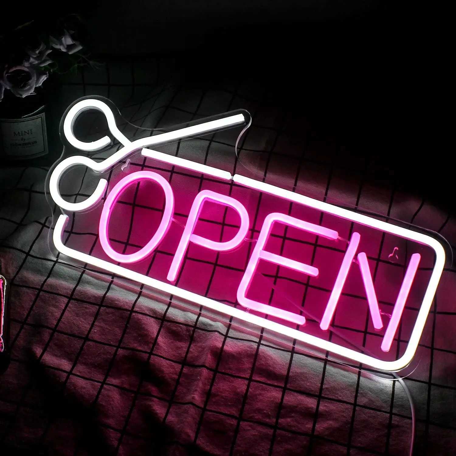 Open Neon Sign LED Sign USB Powered Light Up Signs for Wall Decor with Switch for Bar Salon Store Hotel Coffee Shop Club Business XJ250626