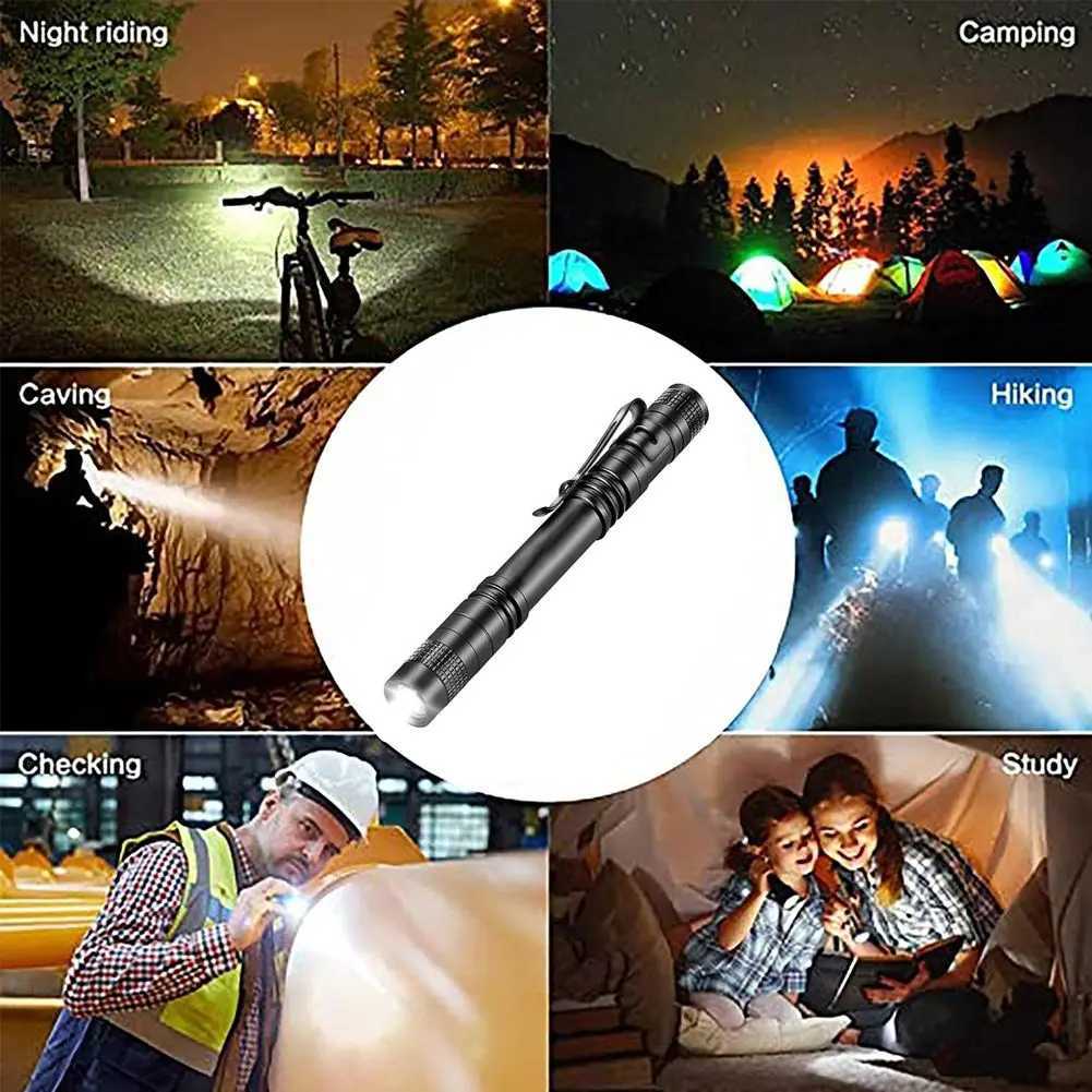 1PC Mini Pen LED Flashlight Waterproof Pocket Torch Powerful LED Lantern AAA Battery Powerful LED for Camping Hunting Wholesale W250701