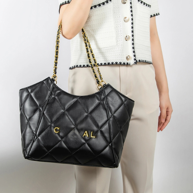 Women's Bag Designer Soft Large-Capacity Tote Bag Diamond-Shaped Genuine Leather Chain Single-Shoulder Crossbody Bag