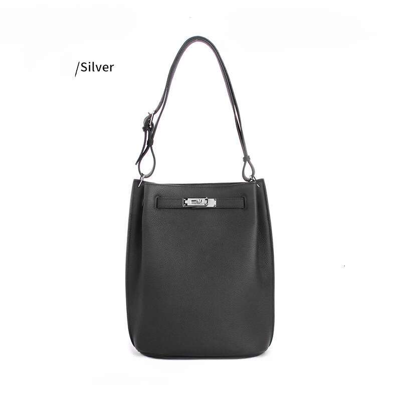 2024 New Genuine Leather Top Layer TOGO Cowhide Bucket Large Capacity Wide Strap Vertical Single Shoulder Crossbody Women's Bag Trendy