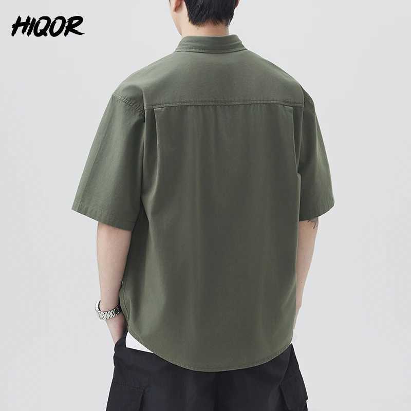 Fashion Style Baggy Solid Shirts Mens Short-sleeve Shirt Summer New Button Turn Down Neck Street Loose Casual Top Clothing Men W250627