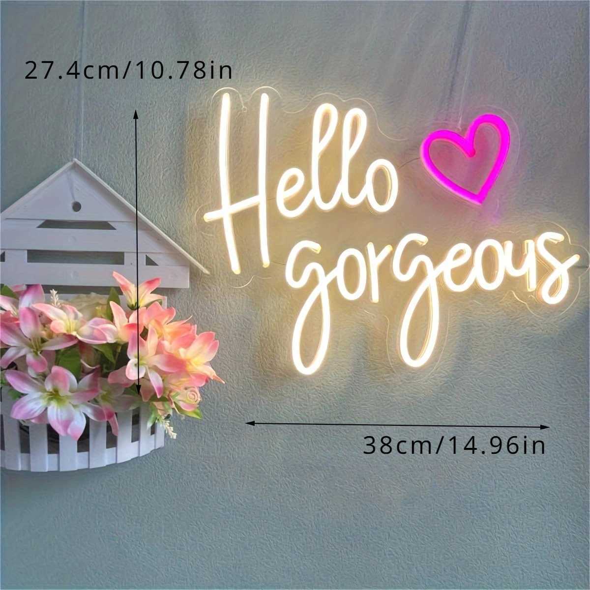 Hello Gorgeous Neon Sign LED Neon Light Wall Art for Bedroom KTV and Home Decor -Perfect Birthday Gift for Beauty LoversXJ250626