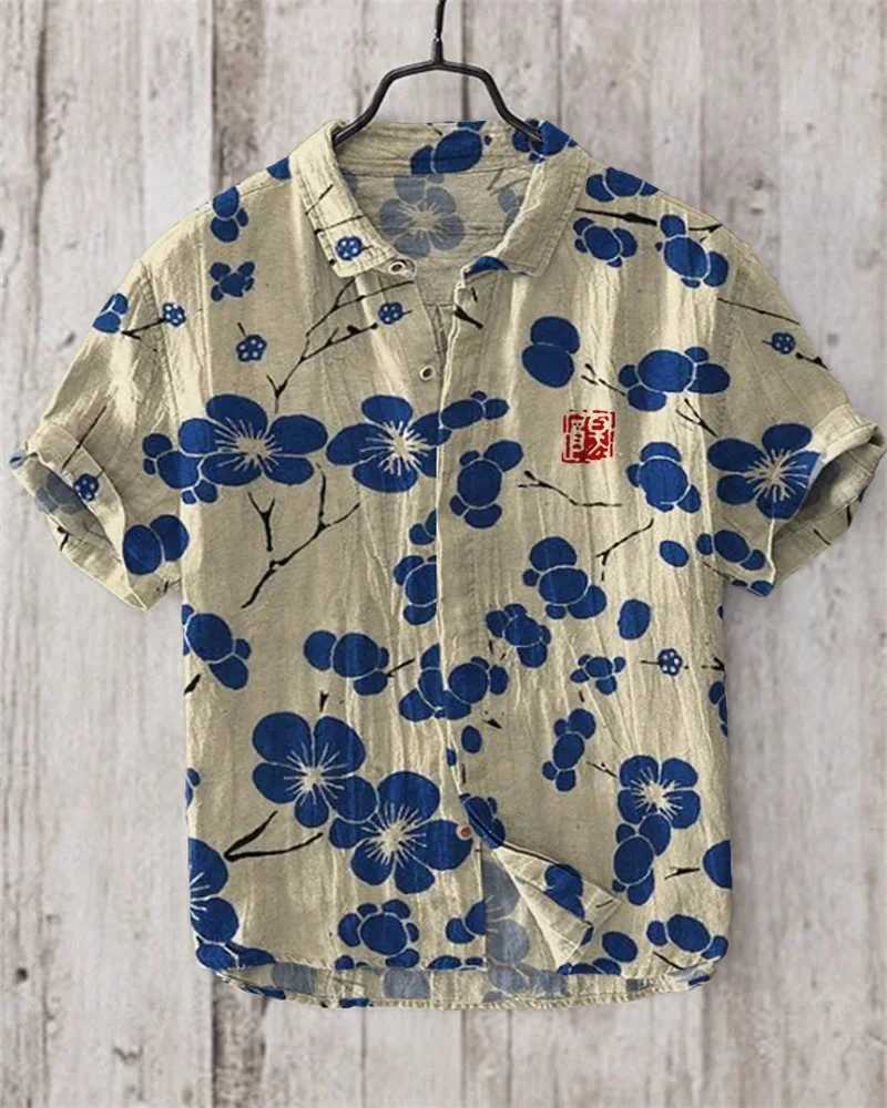 Linen Mens Shirt Comfortable Breathable Short Sleeve Shirt Oversized Design Mens Summer Hawaiian Shirt XS-5XL W250627