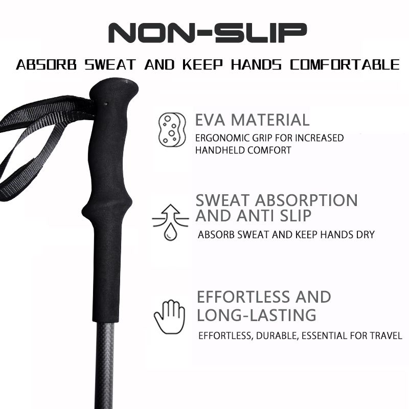 OKHEALING Carbon Fiber Trekking Poles Ultra-light Off-road Collapsible Cane Portable Walking Stick with EVA Handle for Hiking, Camping, Mountaining, B