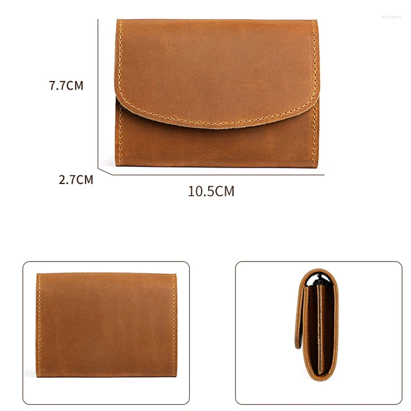 Card Holders Vintage Holder Men Genuine Leather Small Wallet Money Bag ID Case Mini Purse For Male Tarjetero