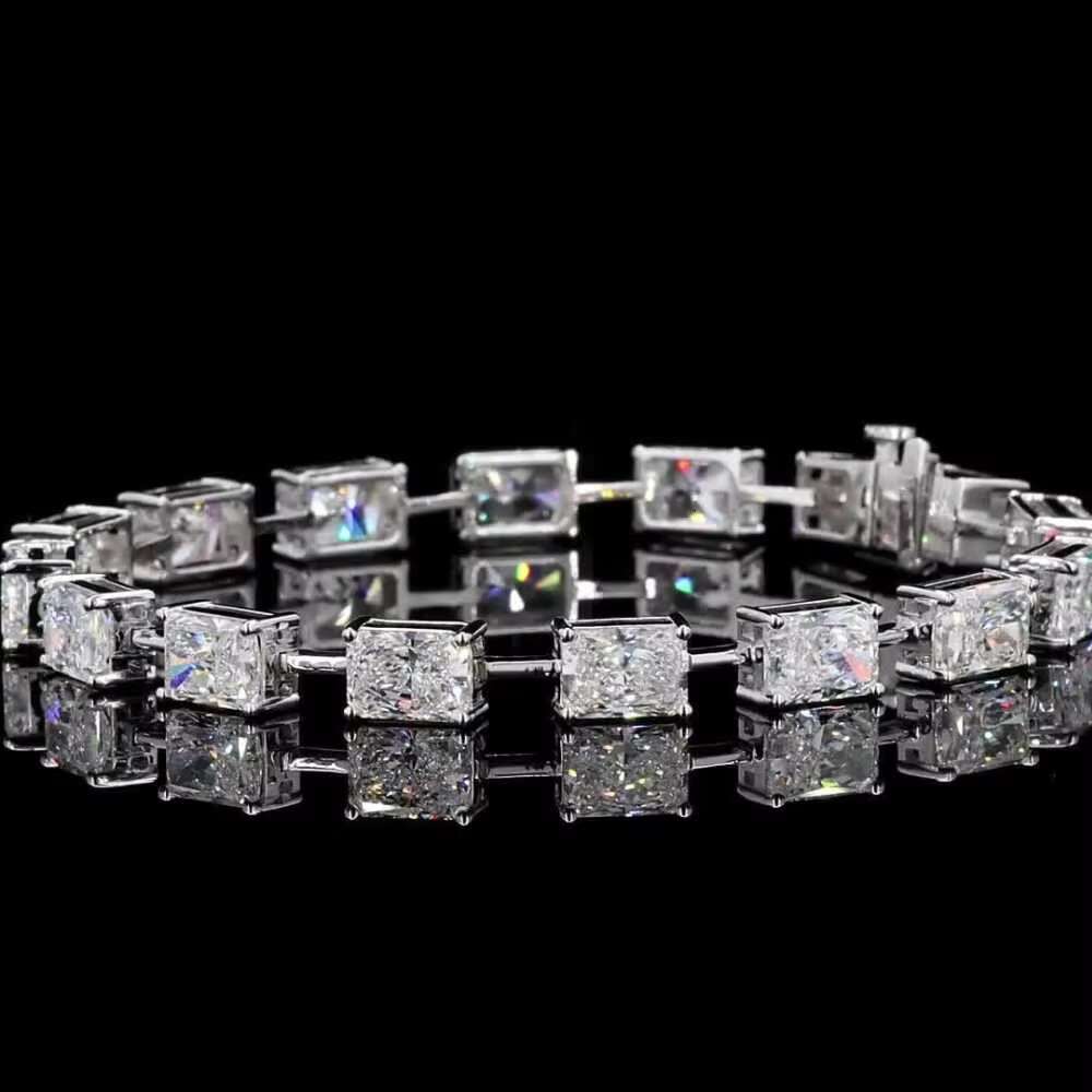 E Color Moissanite Diamond Tennis Bracelet 10k Gold Fancy Shape womens Bracelet for Gift Fine Bangles