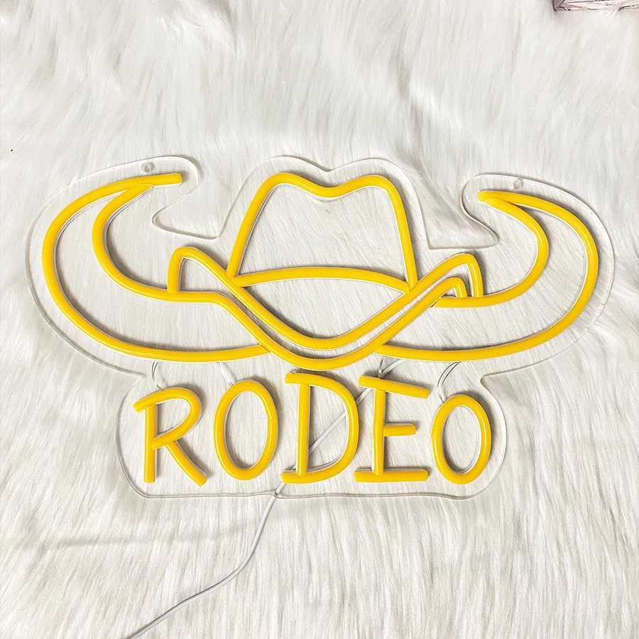 Rodeo Neon Sign Western Cowboy Hat Longhorn LED Icon USB Powered Used for Bedroom Bar Party Game Room Decor Easy to Hang. XJ250626