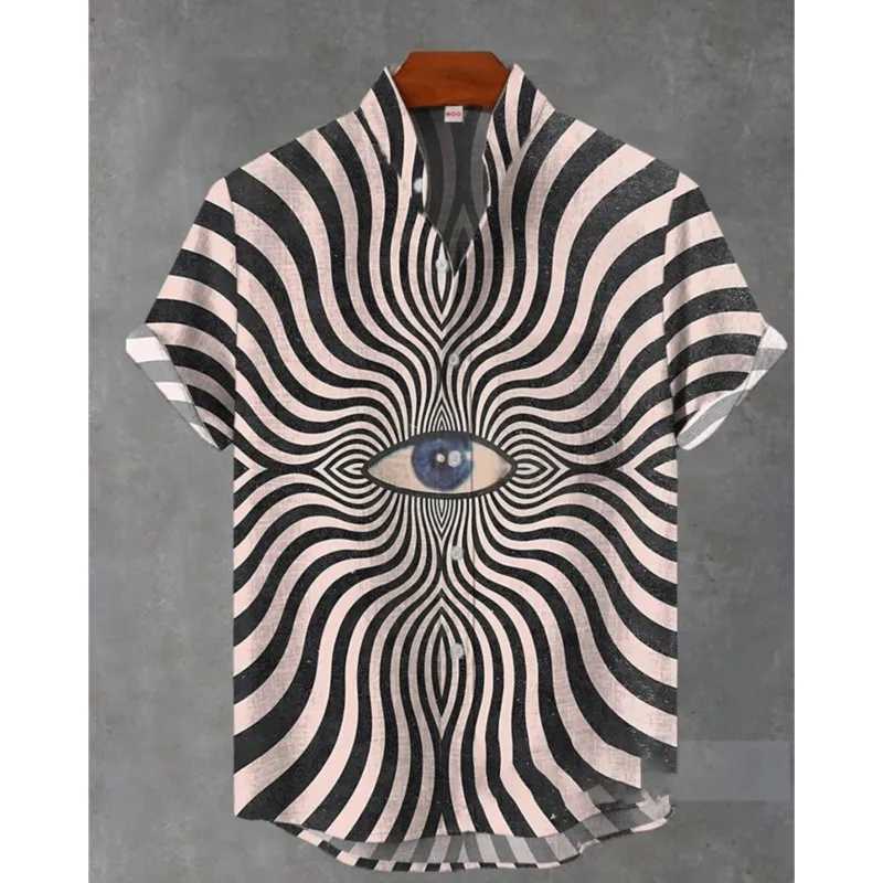 Summer Fashion Mens Linen Short Sleeve Shirt Retro Animal Tiger Print Street Casual Daily Mens Shirt Top Hawaiian Shirt Men W250627