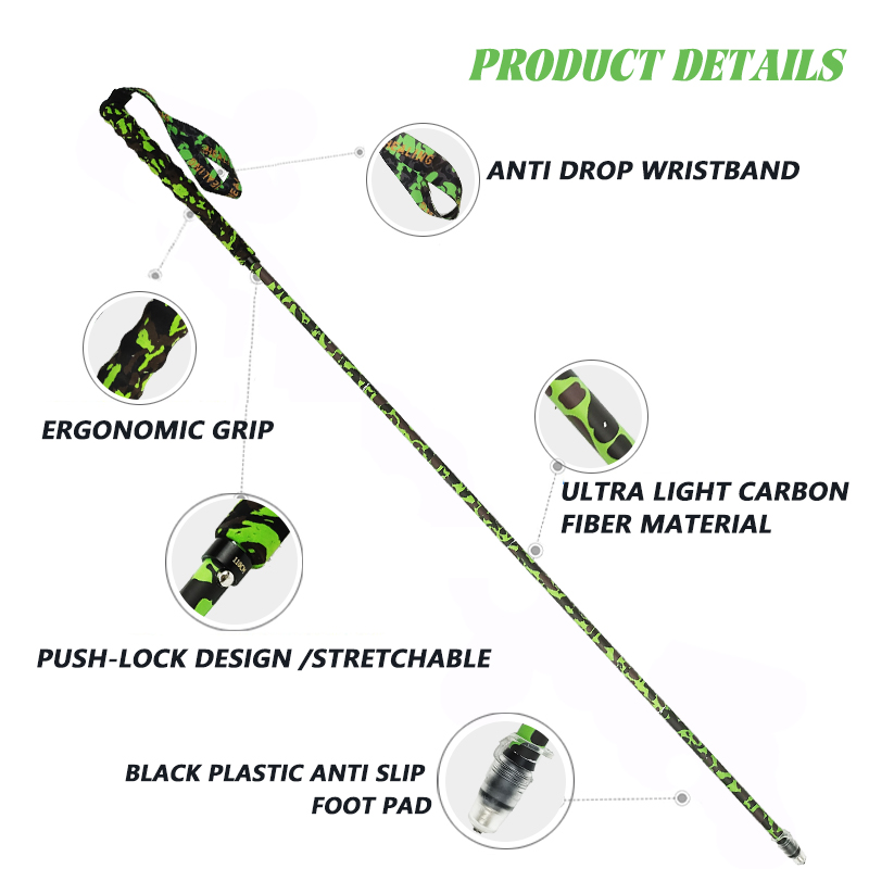 OKHEALING Carbon Hiking Poles Stick Carbon Fiber Ultra Lightweight Retractable Walking Sticks Trekking Poles Foldable Cabonfiber