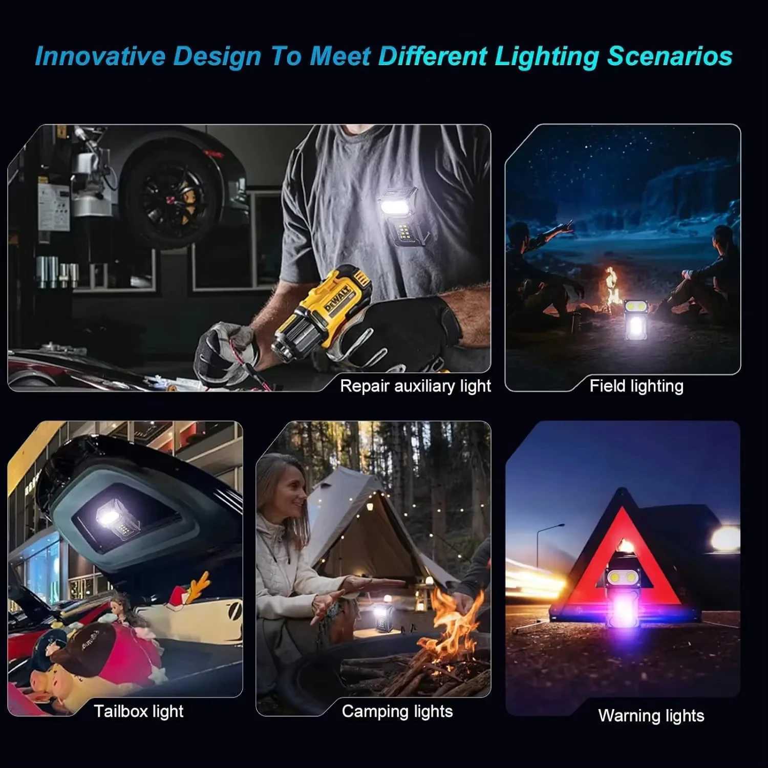 Mini Portable LED COB Flashlight Adjustable Rotatable Magnetic Torch USB Rechargeable Outdoor Torch Camping Emergency Lantern W250701