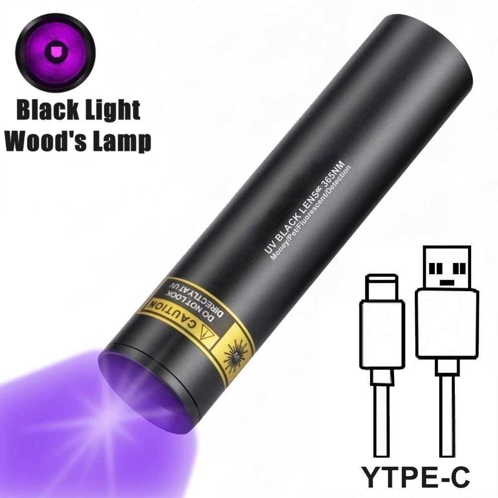 3W 365nm UV Flashlight USB Rechargeable Ultraviolet Torch Pets Urine Cat Tinea Money Ore Scorpion Detection Black Light W250701