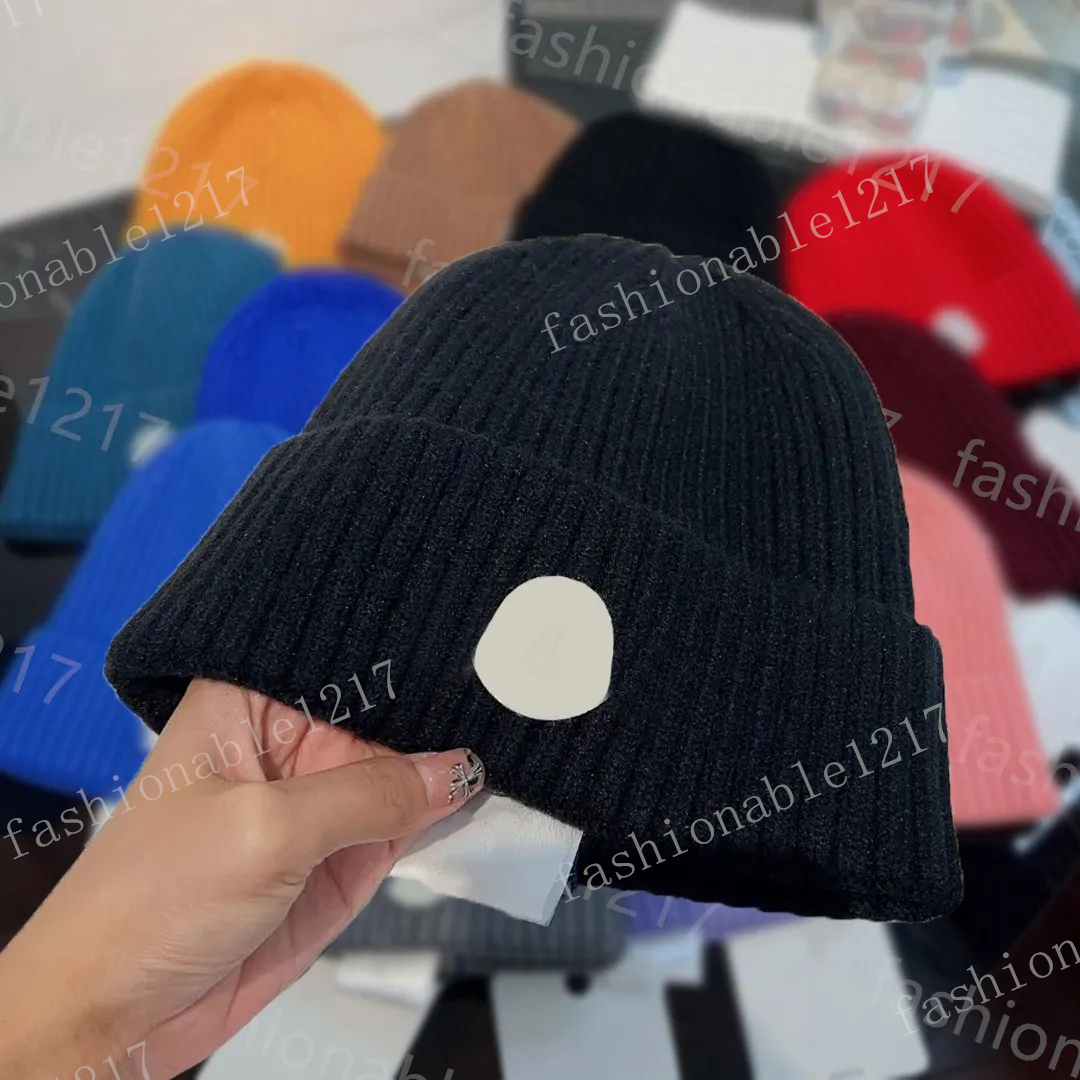 Designer wool hat beanie hat autumn and winter warm hat luxury high quality cashmere hat Winter knitted beanie designer cap badge pattern needlework stitching