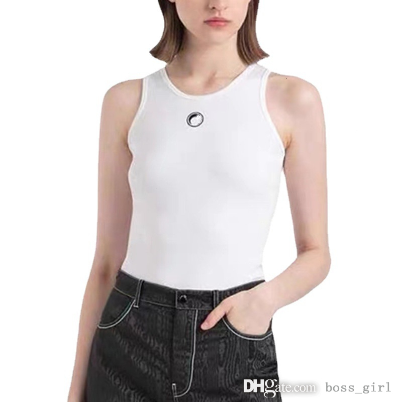 Women Designer T Shirt 2025 Niche Design Moon Embroidery Tank Top Vest Inner Wear Single Wear Slim Fit Versatile Outer Wear Camisole 4 Colors