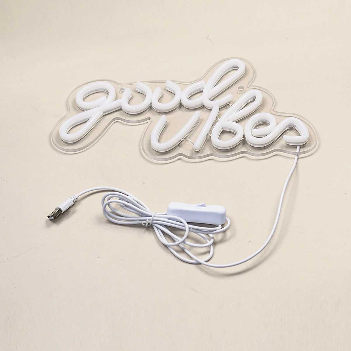 Chi-buy LED Neon Good vibes USB Powered Neon Signs Night Light 3D Wall Art Game Room Bedroom Living Room Decor Lamp SignsXJ250626