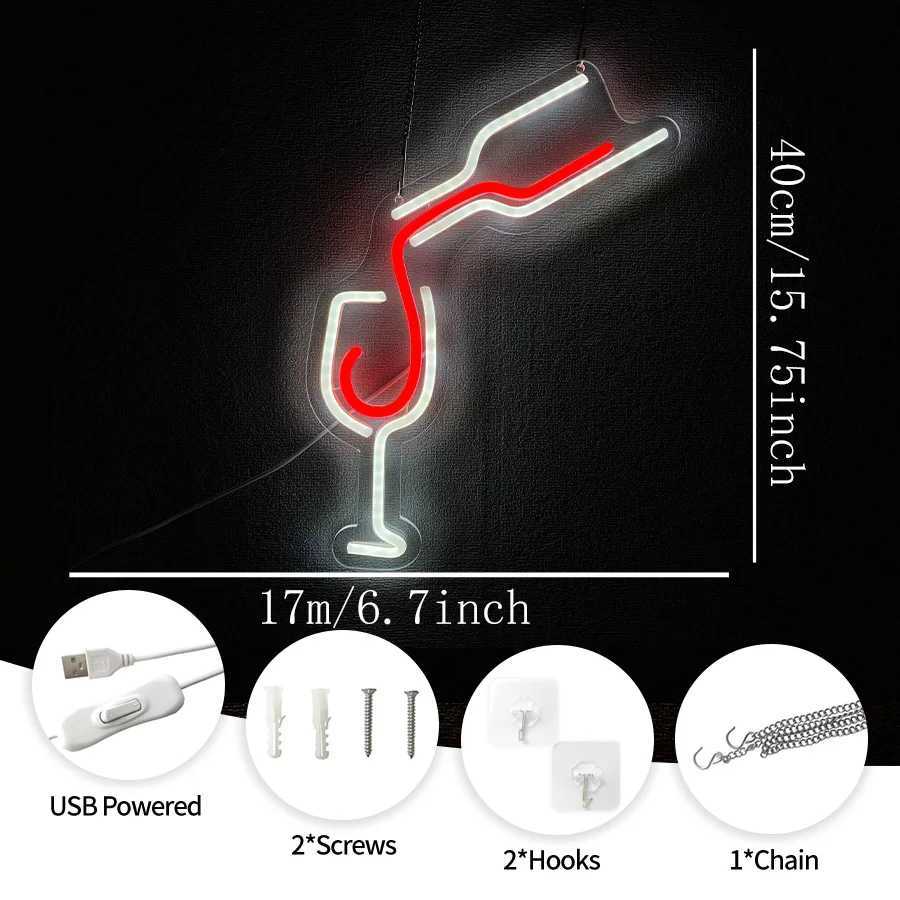 Red Wine Glass Led Neon Sign Hand-Made Pouring Icon Usb Powered Suitable For Restaurants Clubs Family Gatherings Bar DecorXJ250626