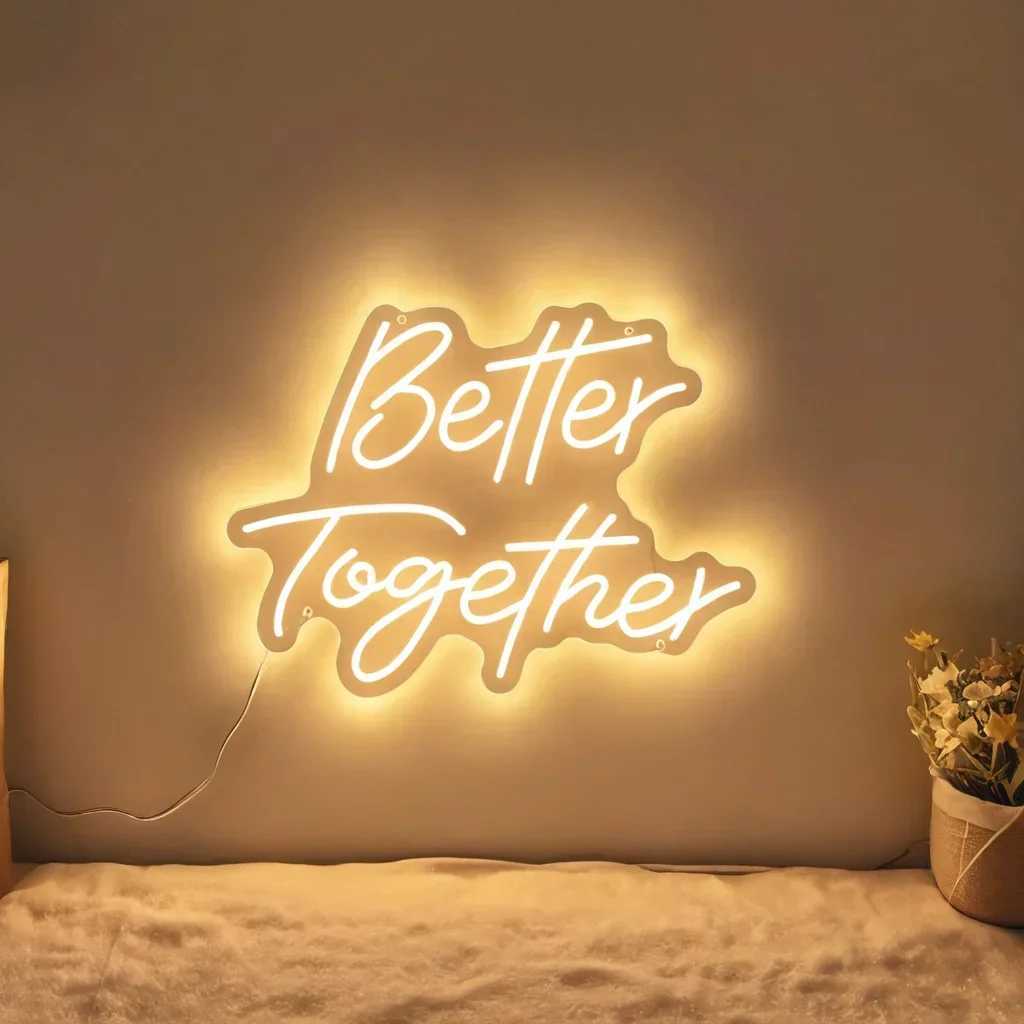 Neon Sign Better Together Wedding Decorations Lights Bedroom Anniversary Engagement Neon LED Sign Aesthetics Room DecorationsXJ250626