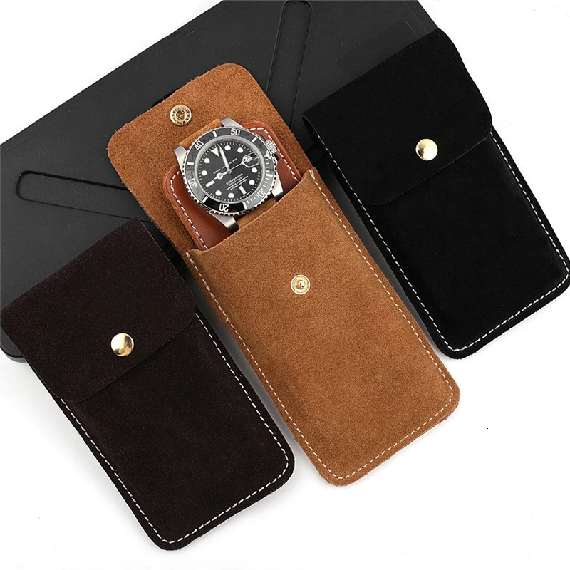 Genuine Leather Watch Box Bracelet Storage Bag Portable Travel Jewelry Leather Pouch Watch Pouch Bag Case for Men and Women 250626