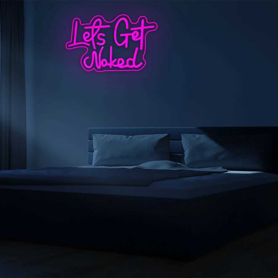 LetS Get Naked Neon Sign LED Neon Sign Powered By USB Pink Letter Sign Suitable For Bedroom Home And Hotel Wall Decor. XJ250626