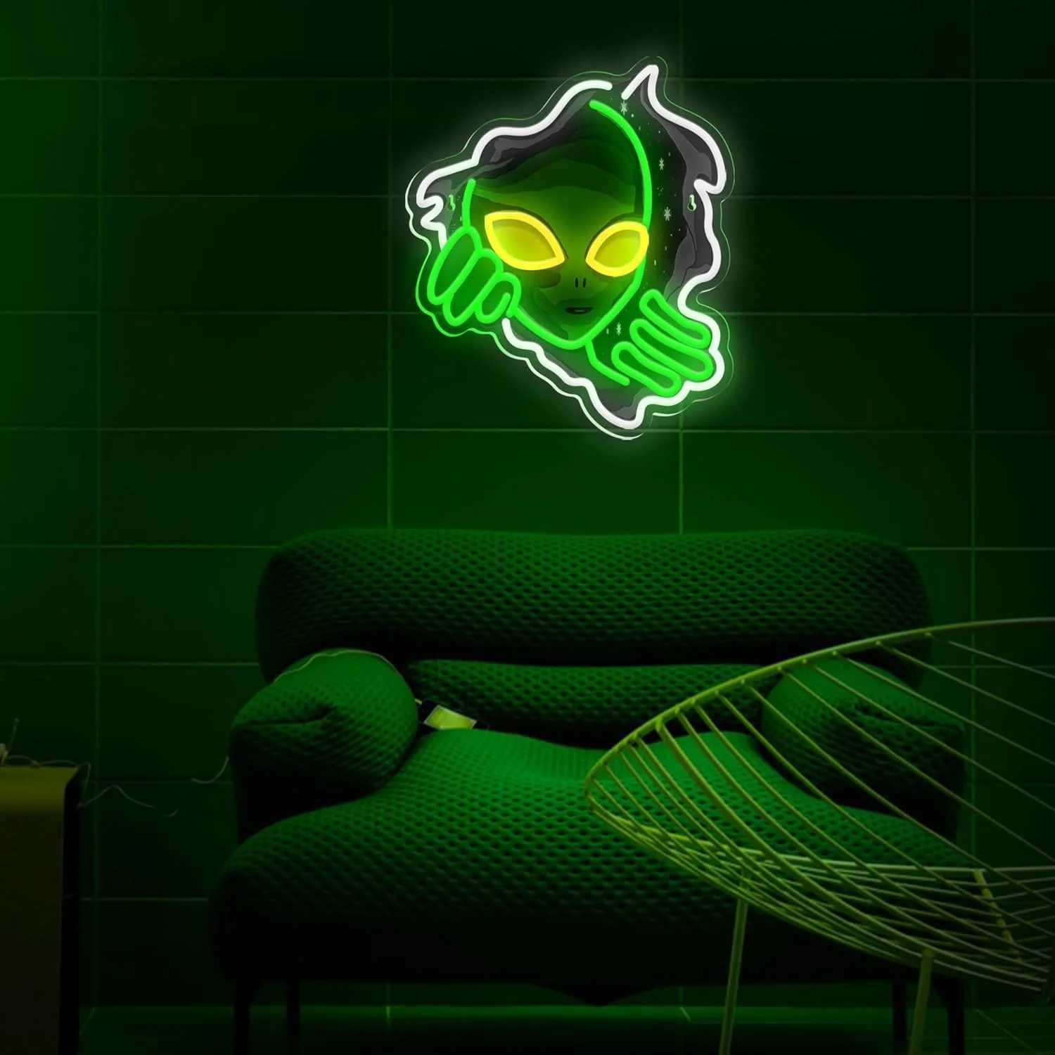 Aliens LED Neon Sign Room Decoration Bedroom Decoration USB Light Bulb Birthday Party Decor Bar Ornament Game Room Man Cave Decor XJ250626