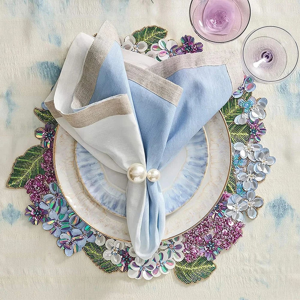 6PCS Highlighted Pearls Napkin RingsWedding serviettenringUShaped napkin holders for Dining Room Family Dinner Table Decor 250626