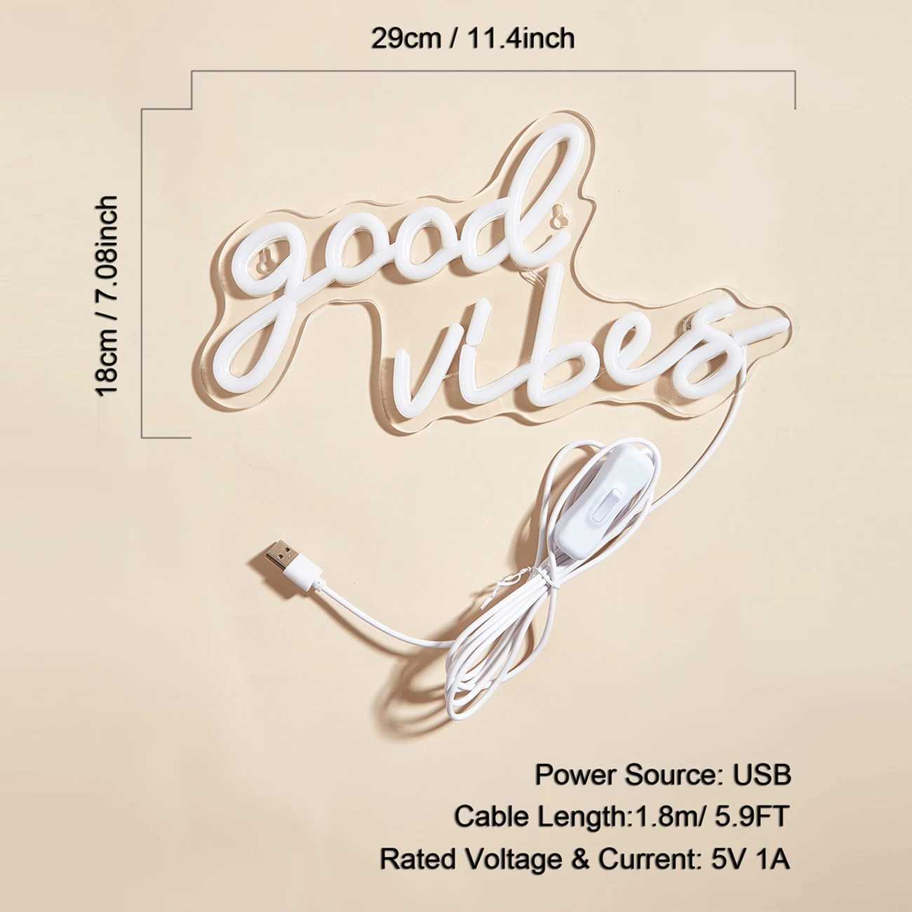 Chi-buy LED Neon Good Vibes USB Powered Neon Signs Decor Lamp Signs Birthday Gift Wall Art For Bedroom Room Bar Shop XJ250626