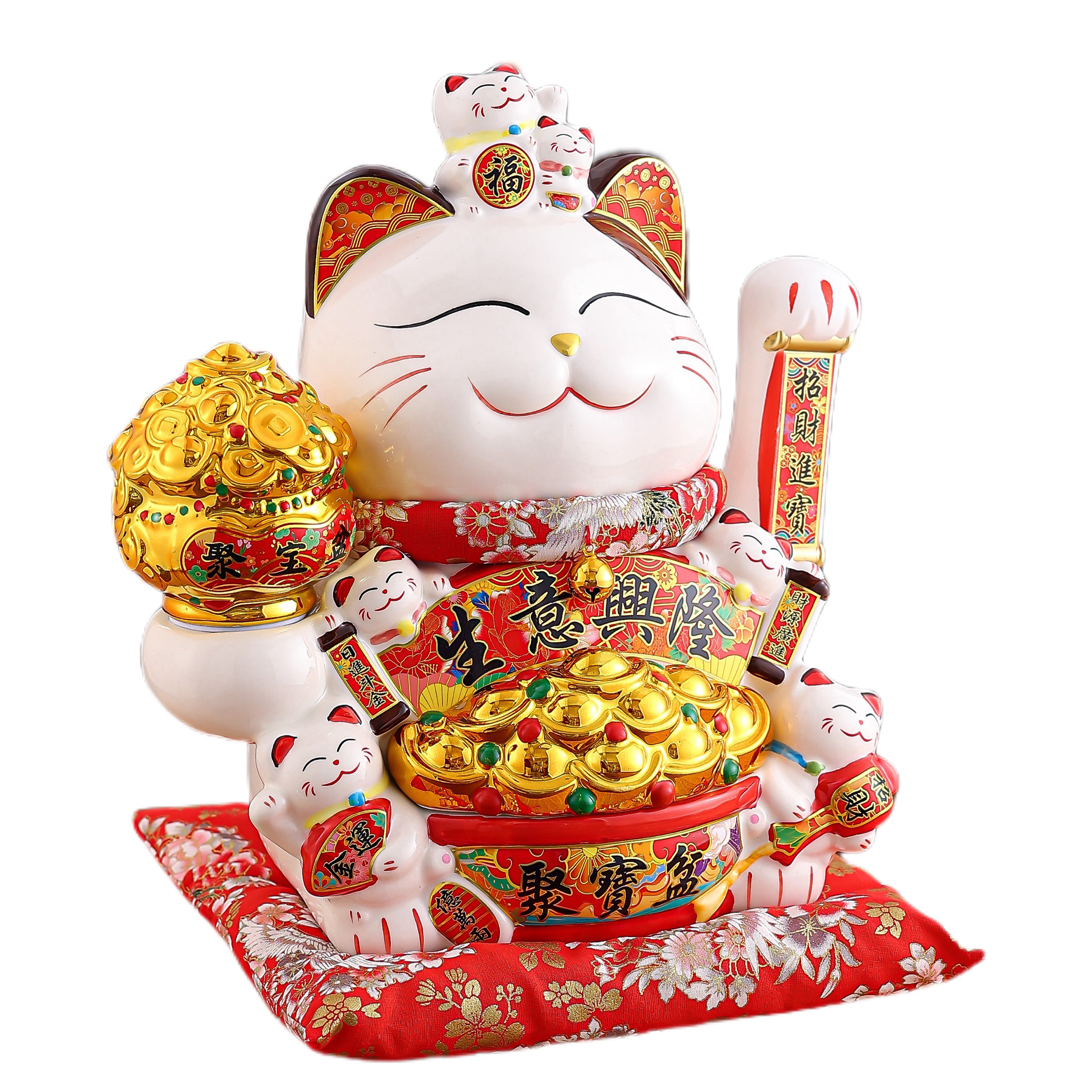 Chinese Cultural Treasure: Moving Fortune Cat Statuette Suitable for Any Occasion Perfect For Businesses and Homes