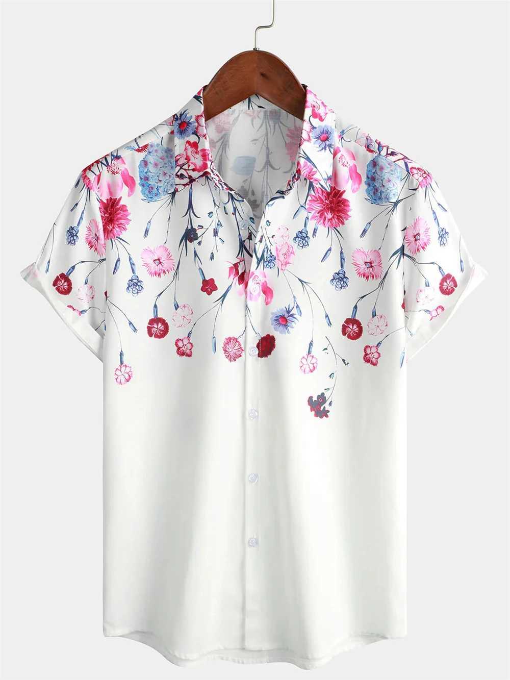 Mens Hawaiian Beach Shirts Plant Printed Summer Casual Short Sleeve Shirts Breathable Short Sleeved Shirt Fashionable Cool Shirt W250627