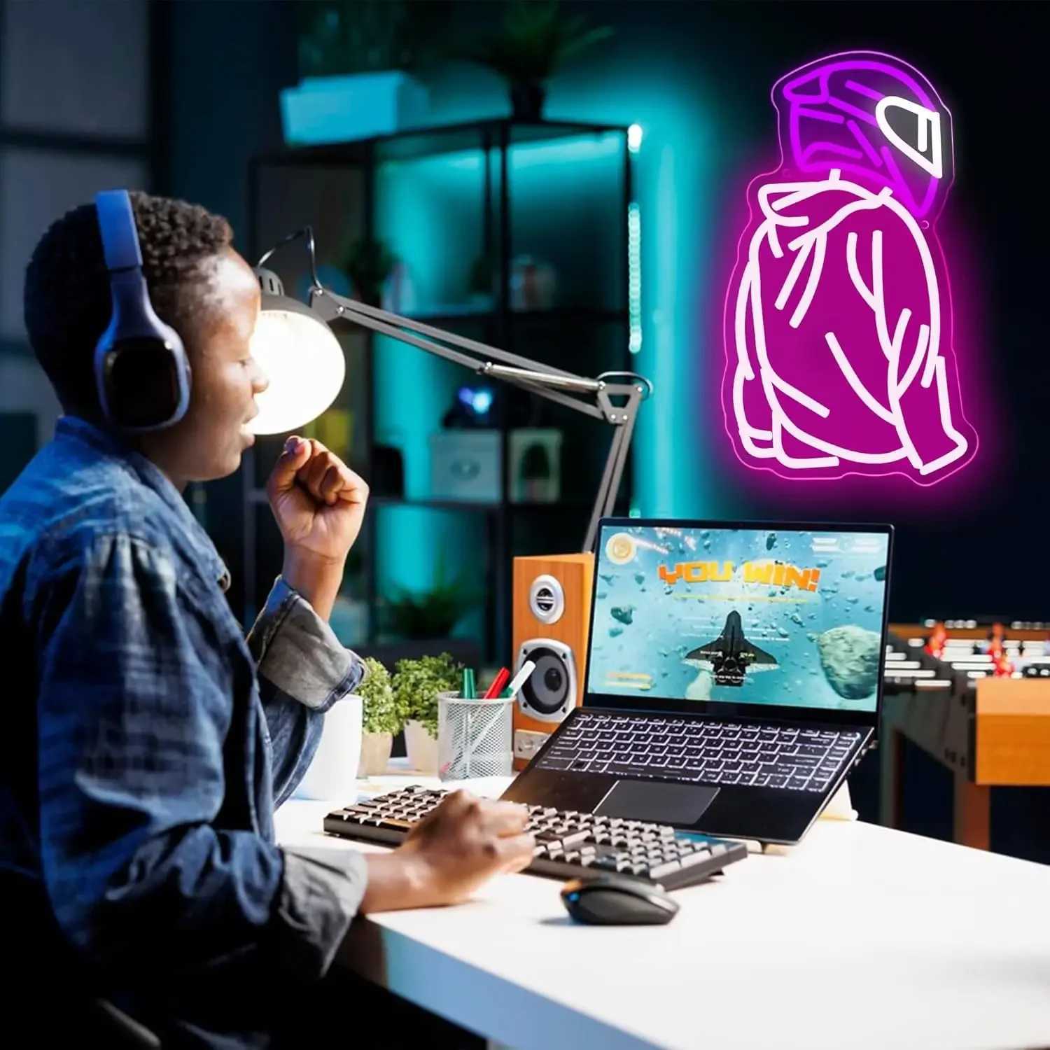 Motorcyclist Neon Signs for Wall Decor Dimmable Neon Sign USB Powered Business Garage Neon Light for Man Cave Birthday Gifts XJ250626